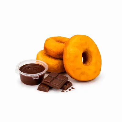 3 bánh donut + sốt socola