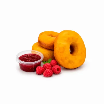 3 bánh donut + mứt mâm xôi